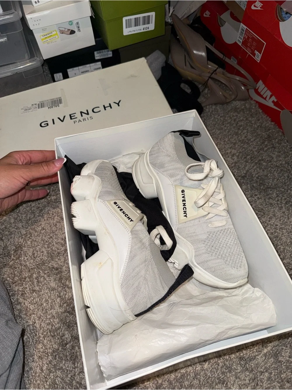 Givenchy Off-White Knit Sock Platform Sneakers